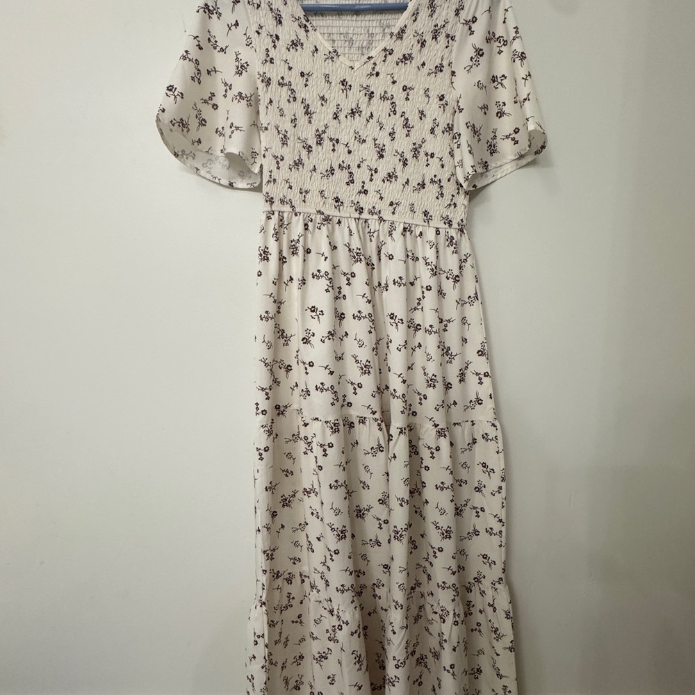 Petallush Cream Floral Maxi Dress
